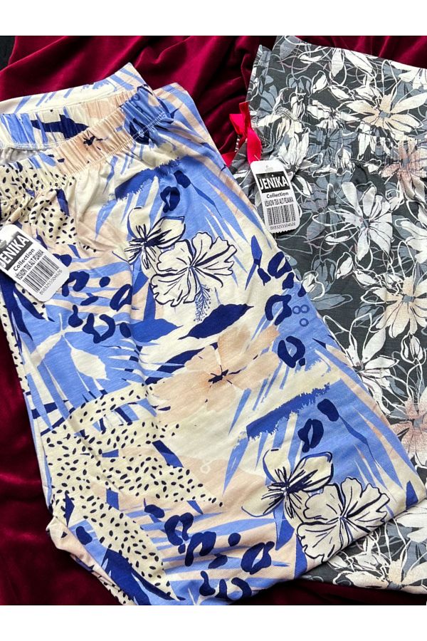 JENİKA-Viscose Long Bottom Set of 2 Pajamas 1