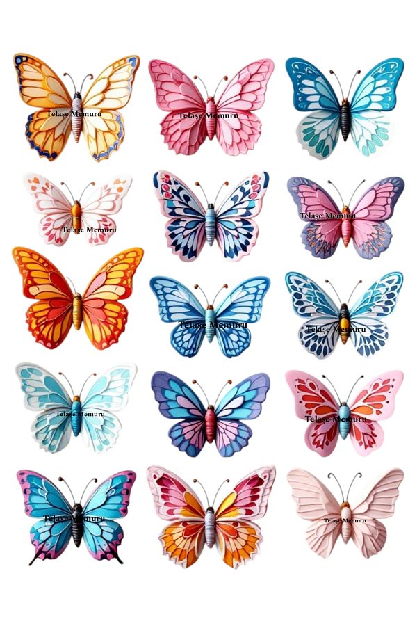 telaşe memuru-Model 17 - Edible Butterfly Cake Ornament, Paper Butterfly Cake Ornament 1