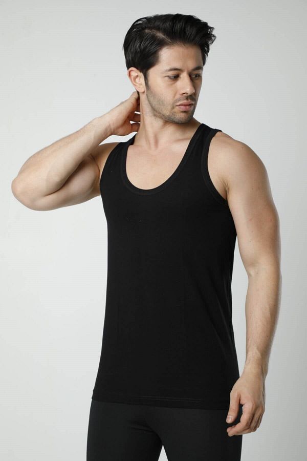 Hmd-500 Tricou pentru bărbați cu bretele, 100% bumbac, cu nervuri, 6 piese - negru 1