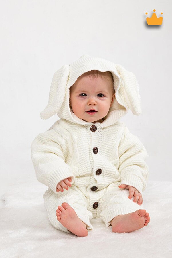 Babyhola Triko Içi Velsoft Kız Erkek Bebek Tavşan Kulaklı Tulum 2800