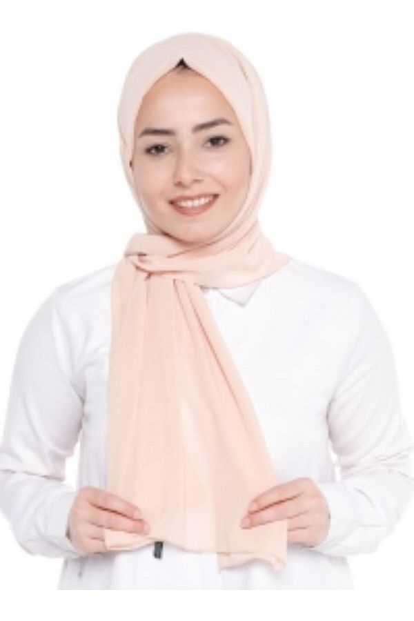 Differenza-Crepe Chiffon Shawl - Salmon Color Pale 1