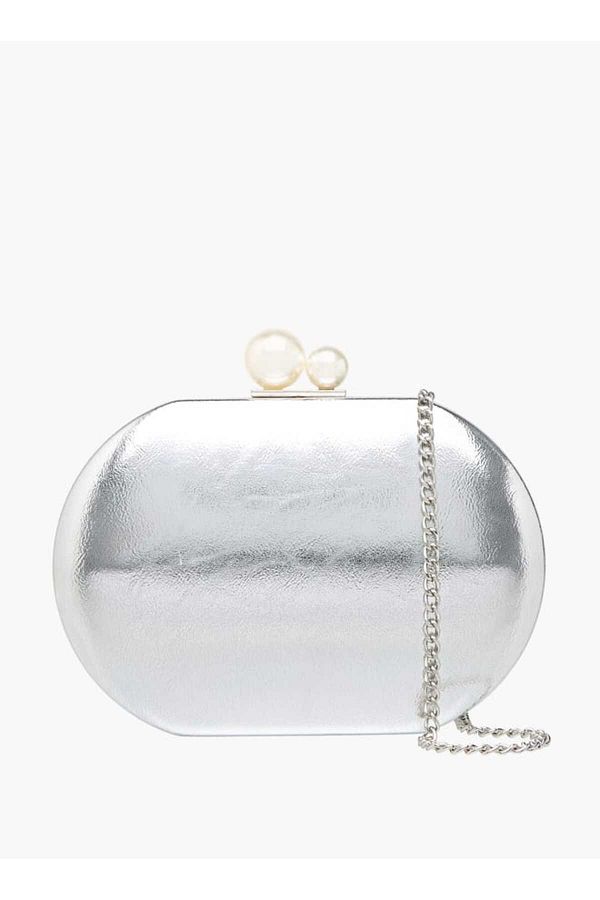 Flora Bella by Shoexpress-Flora Bella Metallic Clutch with Chain Strap and Twist Lock Closure 1