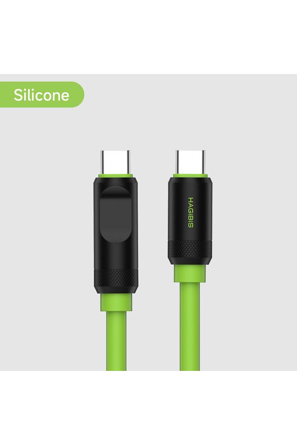Choice-1m Liquid Silicone Hagibis USB C Fast Charger Cable With LED Display PD 240W 40Gbps Video Cord Compa 1