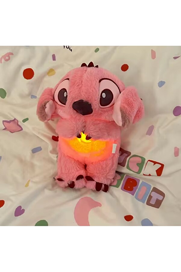 NB market Angel Pembe stitch peluş oyuncak nefes alan rahatlatıcı müzikli ışıklı uyku arkadaşı