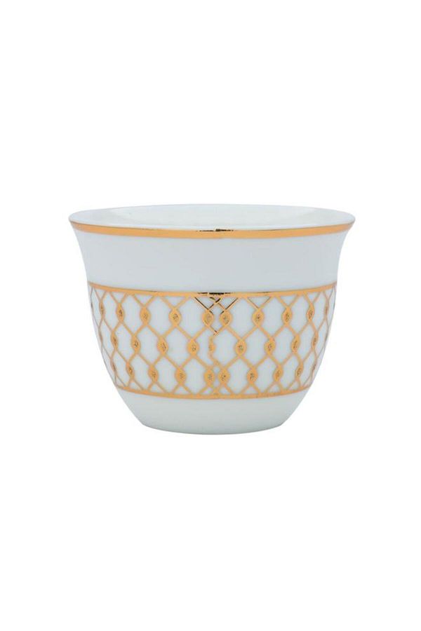 ALSAIF-Porcelain Arabic Coffee Cups Set 12 Pieces Golden Pattern White 1