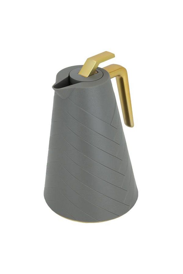 ALSAIF-Plastic Thermos 1 Liter With Gold Dark Gray Handle 1