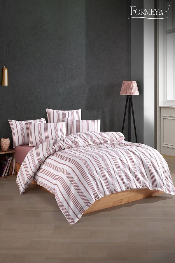 Formeya-Bettbezug-Set für Einzelbett, garngefärbt aus Baumwolle, mit Knöpfen und Gummizug (1 Kissenbezug) 1