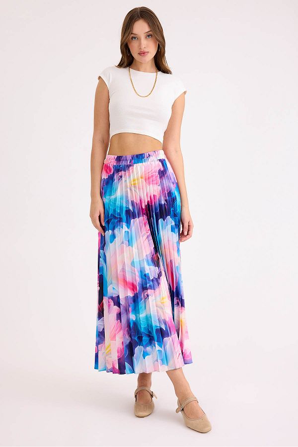 Vitrin-Self Patterned Pleated Midi Skirt 1