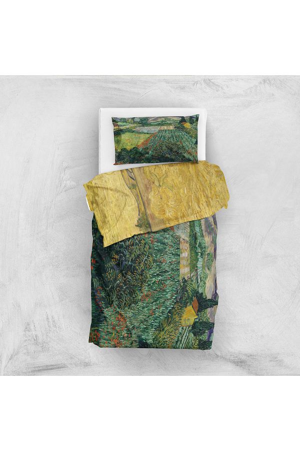 The Lucid Lab-Field with Poppies & Field with Reaper and Sun Double Sided Duvet Cover Set - 200 cm X 220 cm 1