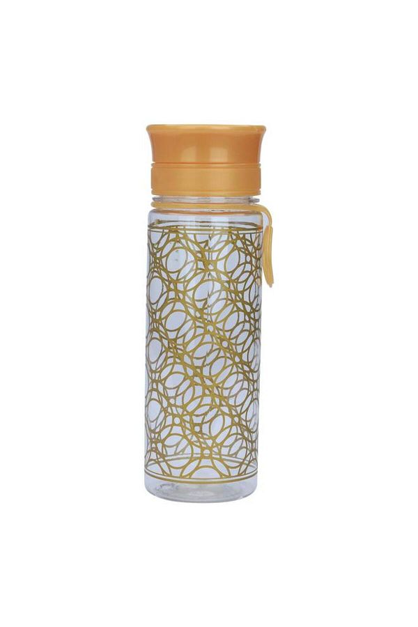ALSAIF-Plastic Bottle 400 Ml Patterned With Golden Circles Clear 1