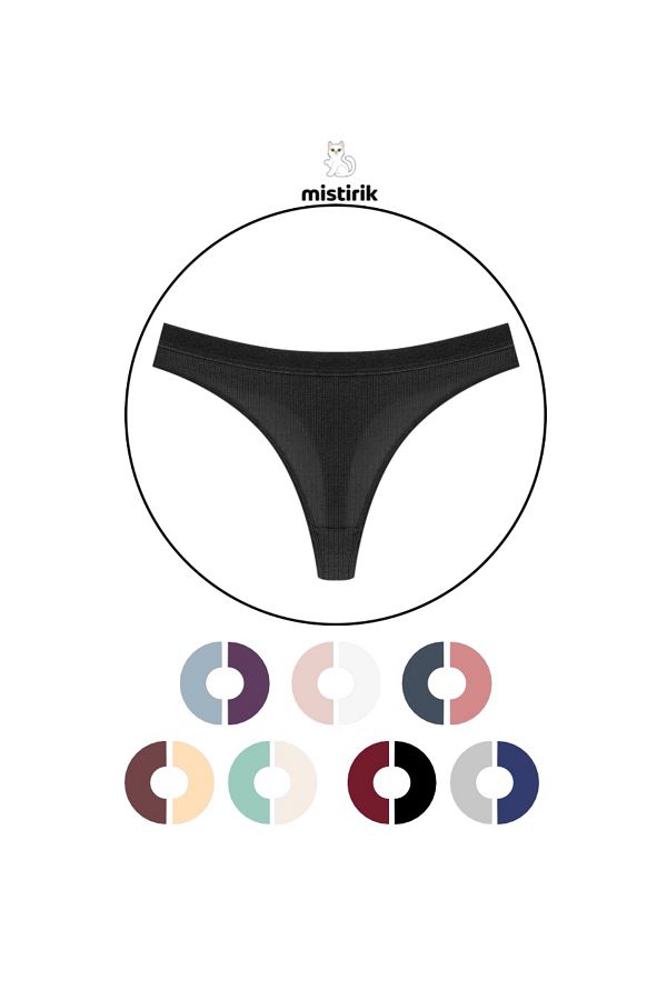 MİSTİRİK-Paulo Model Corded String Cotton Thong Flexible Model Black Color 1