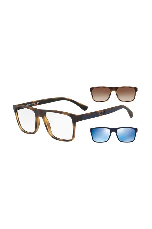 Emporio Armani-نظارة شمسية مستطيلة للرجال - Ea 4115 - مقاس العدسة: 54 مم - هافانا مطفي 1