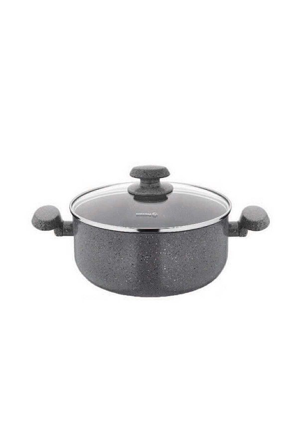 KORKMAZ-Korkmaz Granite (Maya) Pot with Glass Lid. 30 cm capacity. 1