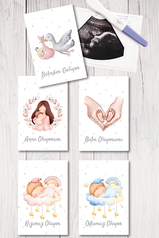 Metranya Anne Baba Oluyorum Müjde Kartı Hamilelik Fotoğraf Çekim Hatıra Anı Kartı Bebek Hediye Yenidoğan