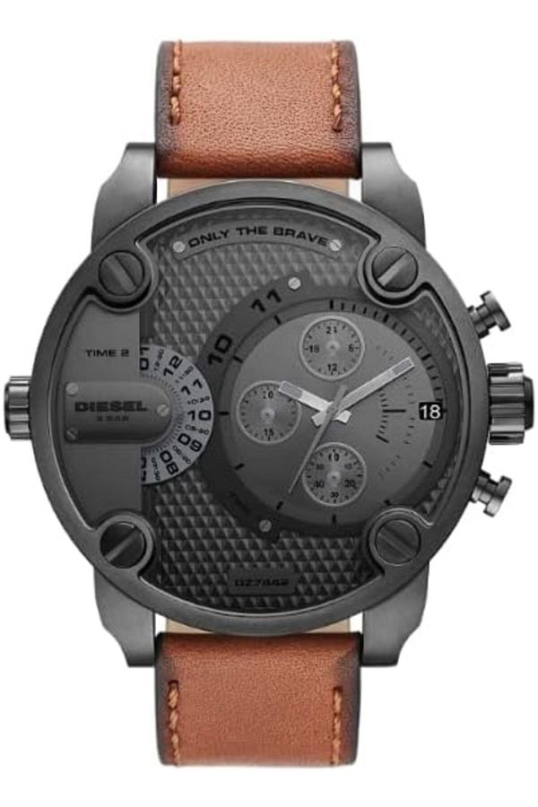 Diesel-Mens Analogue Quartz Watch with Leather Strap DZ7442 1