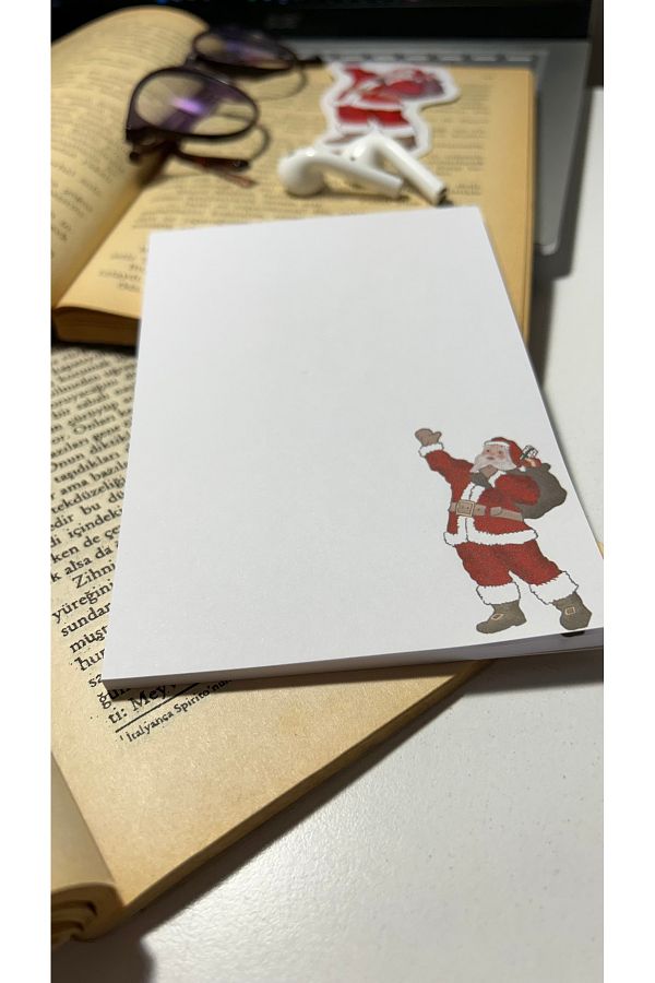 Handeto Kraft-Winter Themed A6 Unlined Notebook, Santa Claus Memo Pad Notepad, Check Pluck with Glue 1