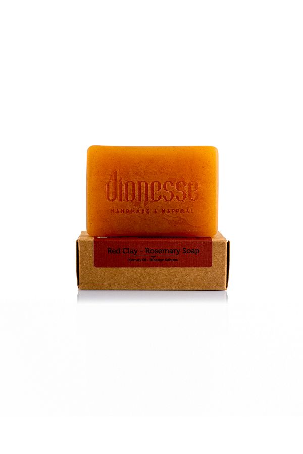 dionesse-Red Clay Rosemary Soap 120 Gr - Handmade Soap with Sebum Balancing and Firming Effect 1