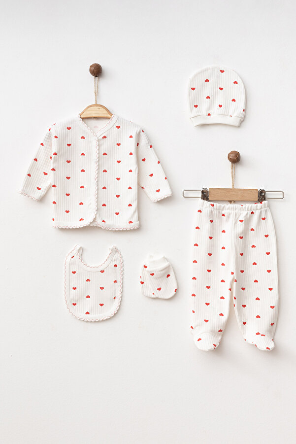 yukobaby bebeğiniz için en doğalı BEBEK KALPLİ 5'Lİ YENİDOĞAN HASTANE ÇIKIŞI ZIBIN SETİ YK4238842