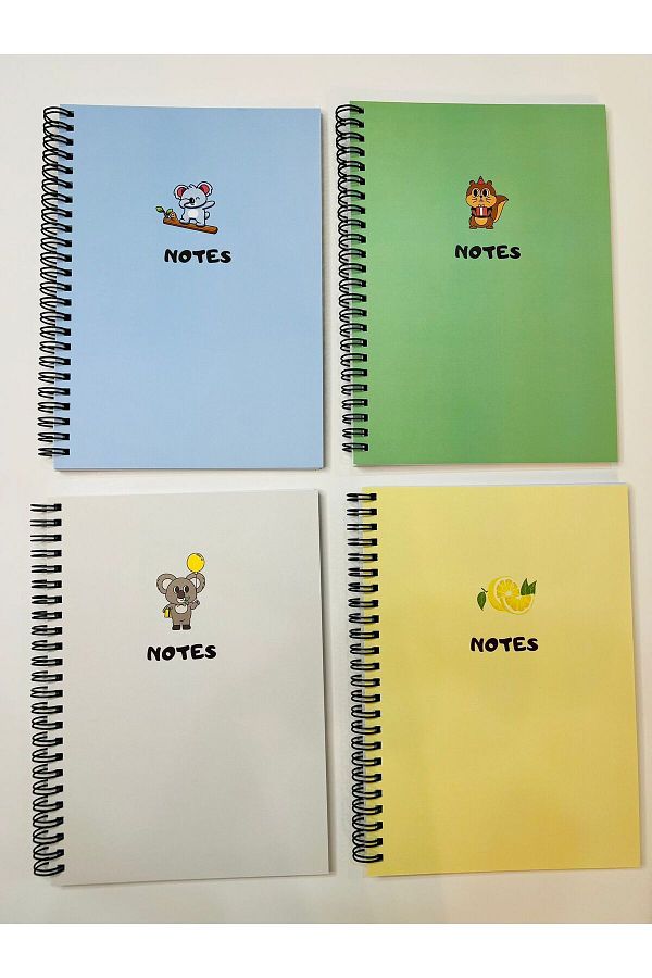 Notes ada-Set of 4 Unlined Notebooks 15x21 Cm 120 Pages Paper Cover Spiral Notebook 1