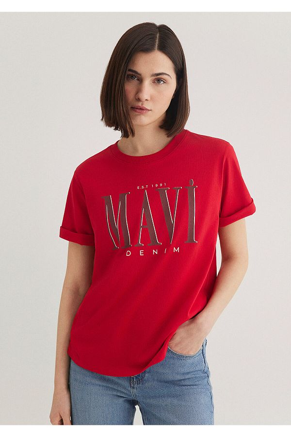 Mavi-Piros logóval nyomtatott normál szabású póló - 1611990 -70463 1
