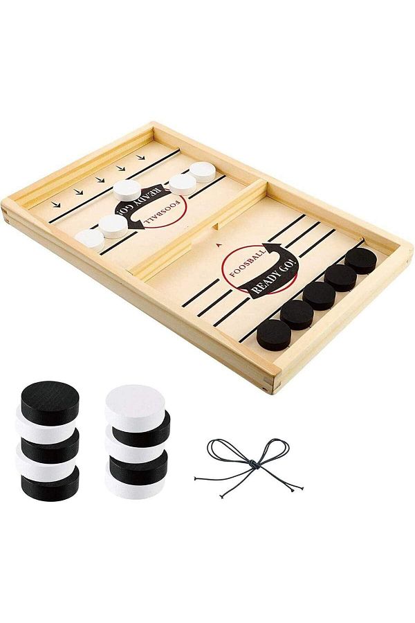 Yelajoy-2 Players Fast Sling Puck Board Game Set,wooden,fun,smooth and round,Suitable for kids 3+ year 1