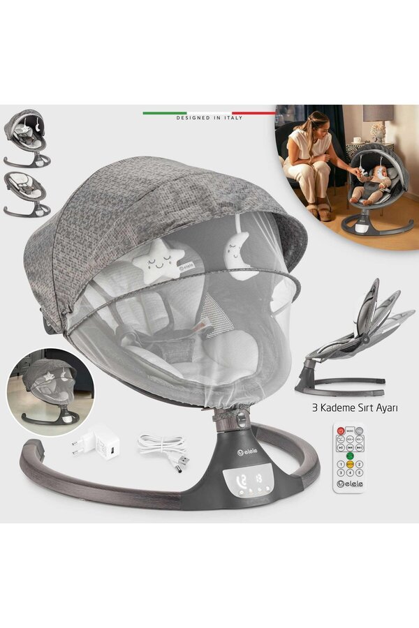 Elele Amore 2 Elektrikli Otomatik Sallanan Ana Kucağı Kademeli Antrasit
