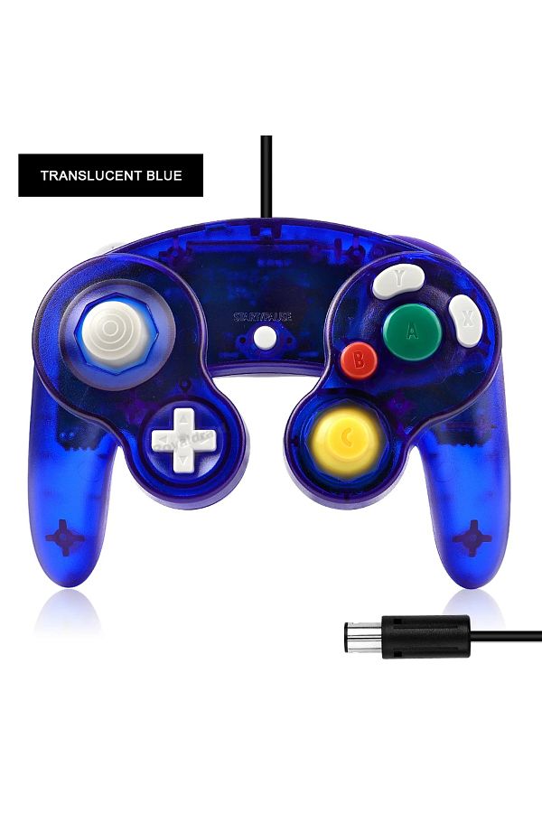 Choice-TRN Blue 8 Colors Transparent For NGC Wired Game Controller For GameCube NGC Classic Joystick Retro 1