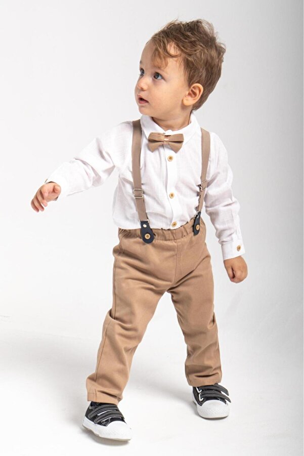 Çelix Kids Bebek&Çocuk Salopet Takım Pantolon Gömlek Papyon