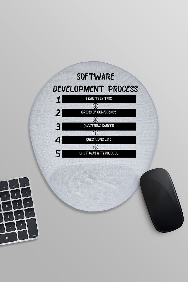 qoeuyl boutique-Software Development Process Software Developer Fun Printed Oval Wrist Supported Mousepad 1