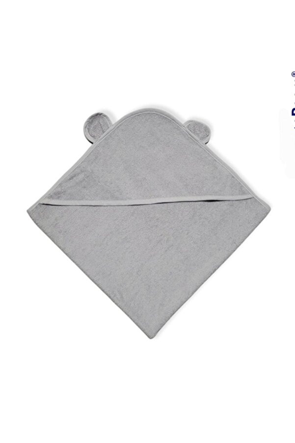 Alpar Tekstil Outlet Ürün Pamuklu Yumuşacık Kız- Erkek Bebek Banyo Havlu Kundak Gri/ Kulaklı