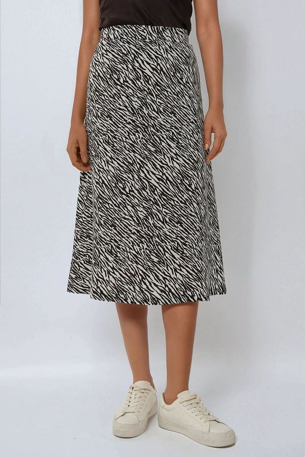 Hiccup-High Waist Zebra Print Midi Skirt 1