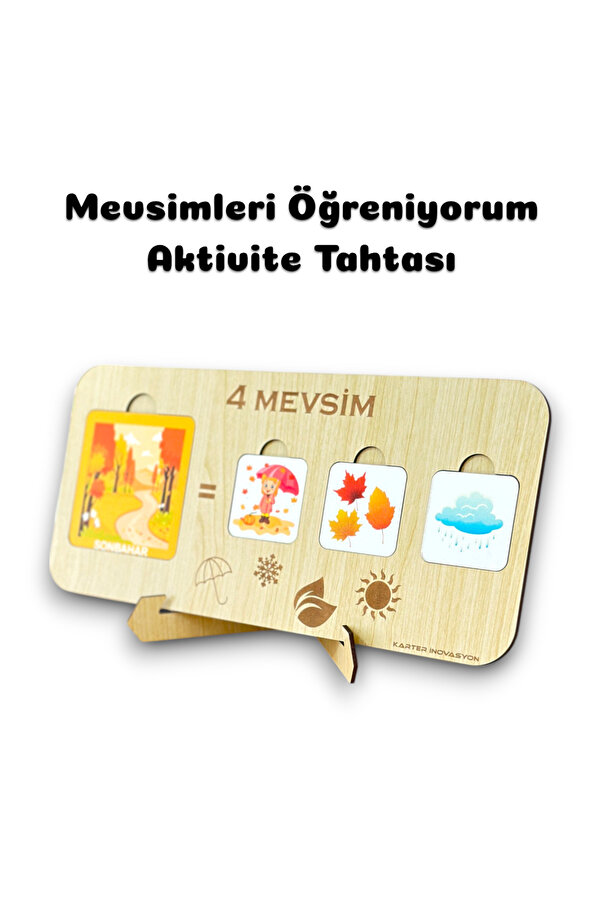 Karter İnovasyon Ahsap Mevsim Tahtasi,Mevsimleri Ögreniyorum,4 Mevsim, Ahsap Egitici Set,Ahsap Oyuncak,Montessori Set