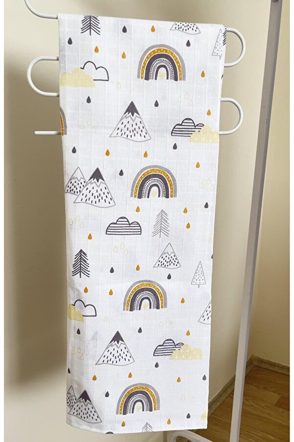 Yusra 90x90cm Müslin Kumaş,çok Amaçlı Bebek Battaniyesi,yeni Doğan Kundak,emzirme Örtüsü,gökkuşağı Desen