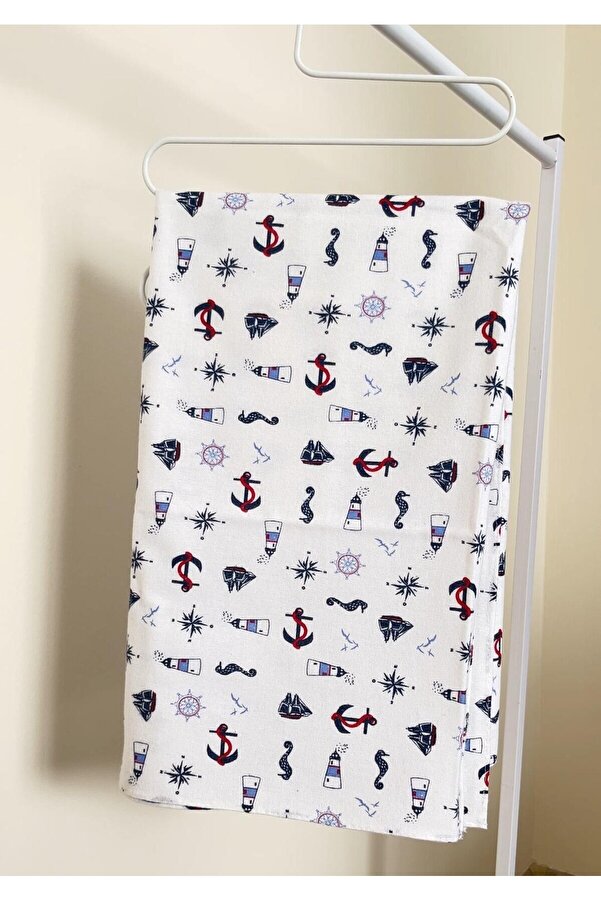 Yusra 100x120cm,bebek Battaniyesi,yeni Doğan Kundak,emzirme Örtüsü,tek Kat Pazen Kumaş Denizci Desen