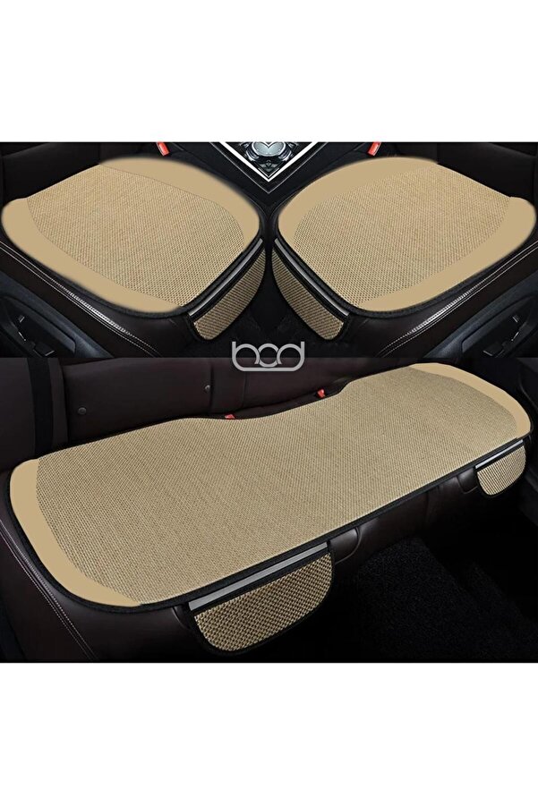 Bod Oto Koltuk Koruyucu Keten Minder Cepli 3 Lü Set Bej