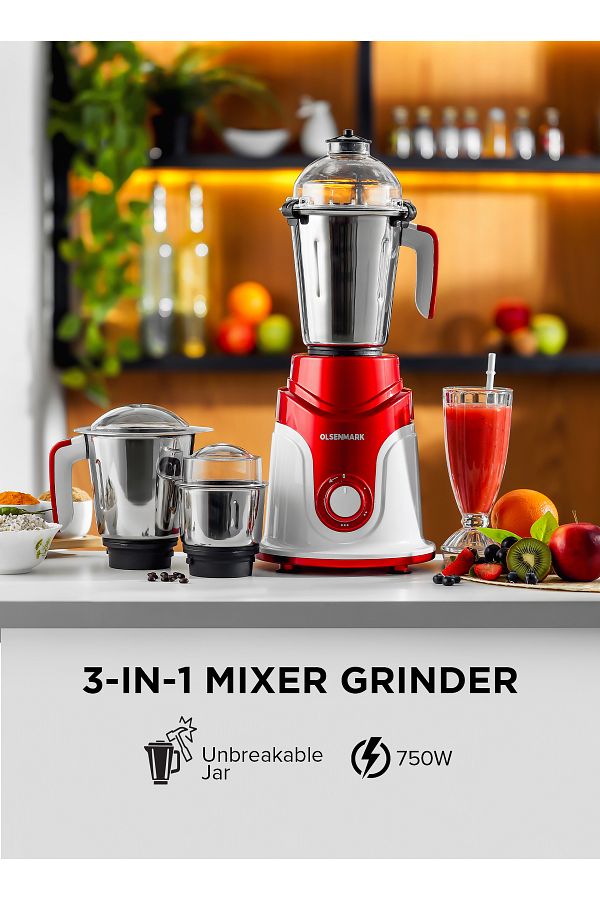 Olsenmark-3-in-1 Mixer Grinder Juicer Blender 3-speed 750 W Omsb2427k Multicolour 1