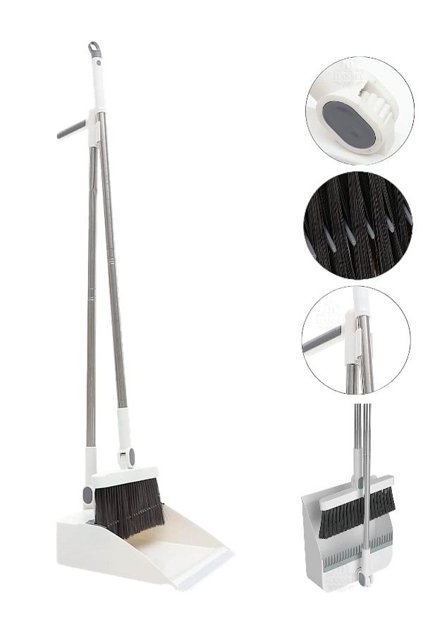 Hansel-Broom And Dustpan Set With Dustpan Tines Self-Cleaning Ideal For Home Workplace 1