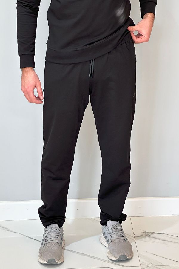 REMSA-Men's Sweatpants 24702 - Straight Waist, Elastic Leg, 3 Pockets, Black 1