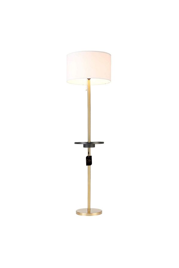 sharpdo-Golden Coffee Table With Mobile Phone Charging Floor Lamp 1