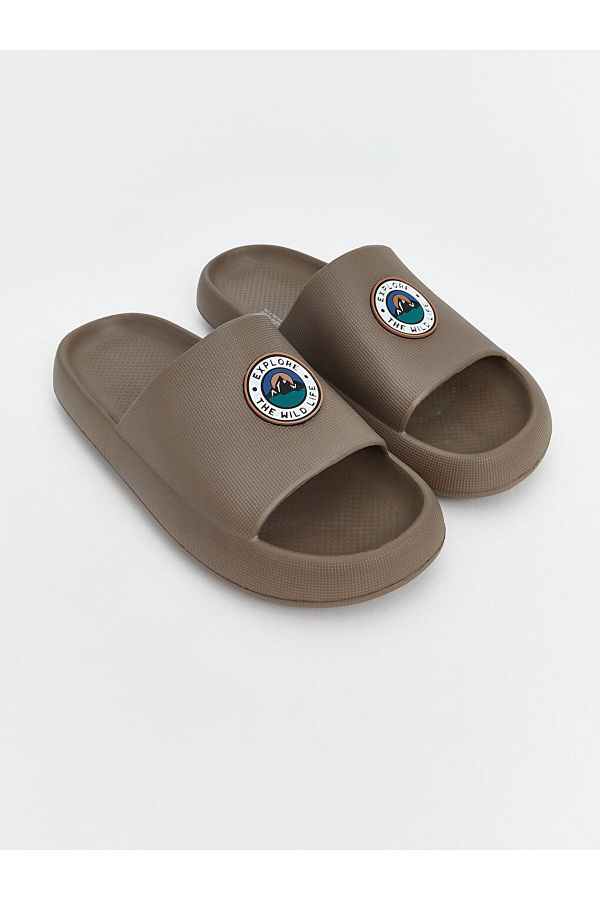 LC Waikiki-Lcw Steps Brown Printed Single Strap Men's Slippers 1