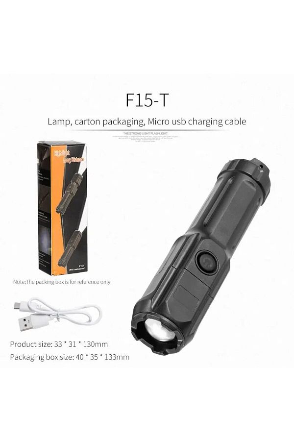 ESMARTER-F15-T 4 Lighting Mode Strong LED Flashlights Telescopic Zoom Tactical Torch USB Portable Spotlight L 1