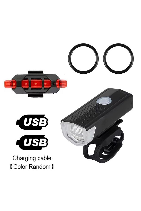 Choice-2255--928 مجموعة مصابيح الدراجة الأمامية الحمراء مع مصباح خلفي USB قابلة لإعادة الشحن وسهلة التركيب بثلاثة أوضاع 1