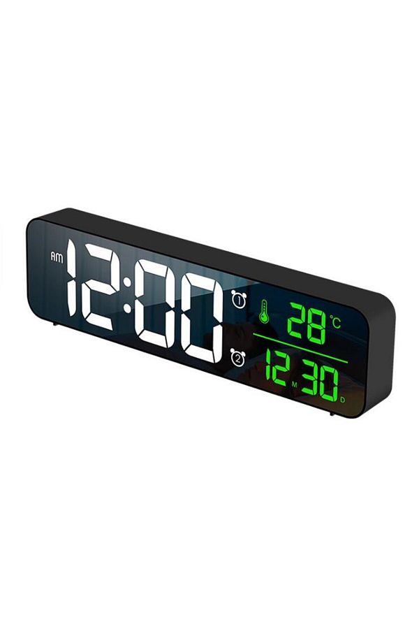 Choice-A Black LED Digital Alarm Clock Temperature Date Display Snooze USB Desktop Mirror LED Clocks for Li 1