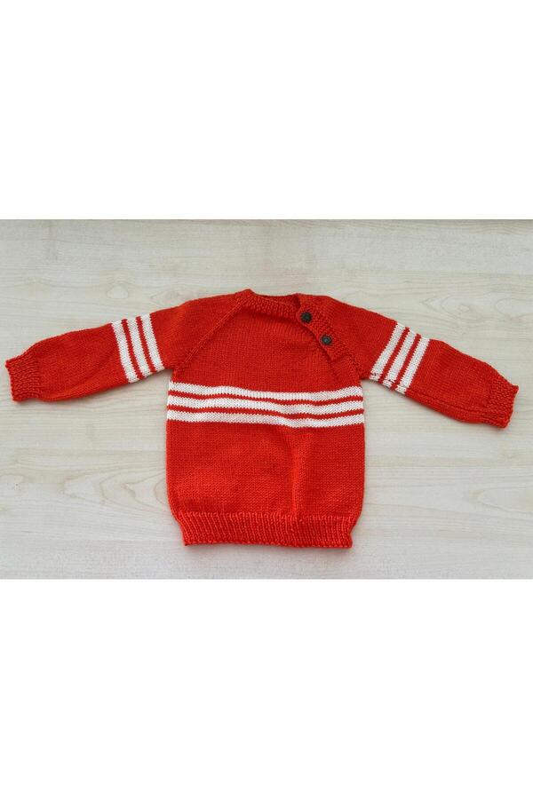 Mersin Alzheimer Derneği Turuncu renk beyaz çizgili el örgüsü unıxes kazak(6-9ay)