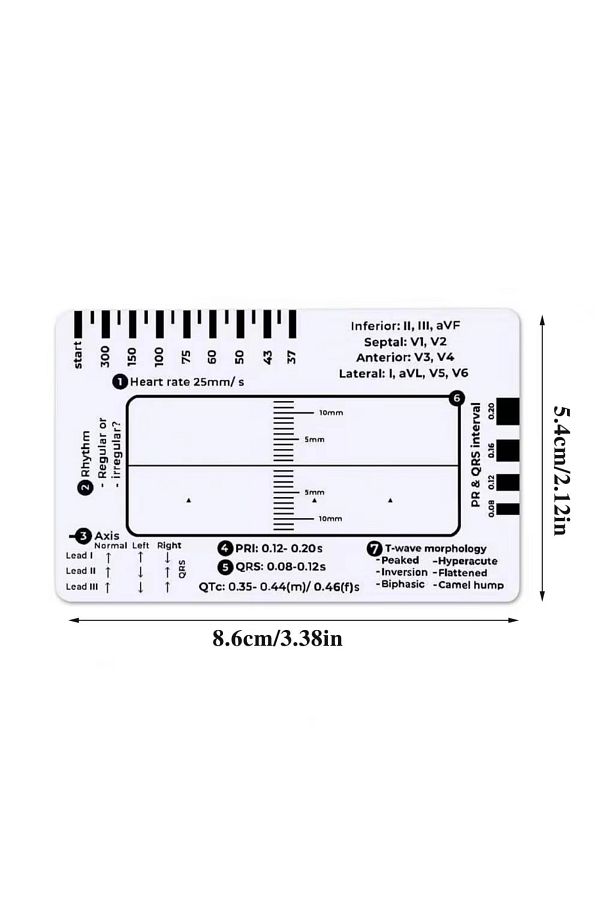 Choice-Without Slotting 7-step Plastic Ruler Electrocardiogram Reading And Measuring Tool, Transparent Elec 1