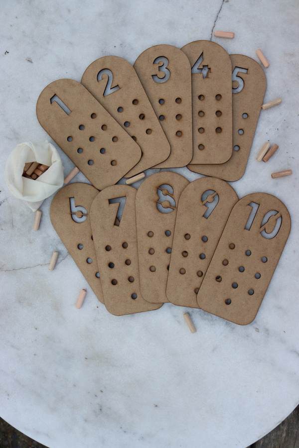 Assa Wood Ahşap Sayı Kartları - Montessori Eğitim Seti (KESE HEDİYEMİZDİR)