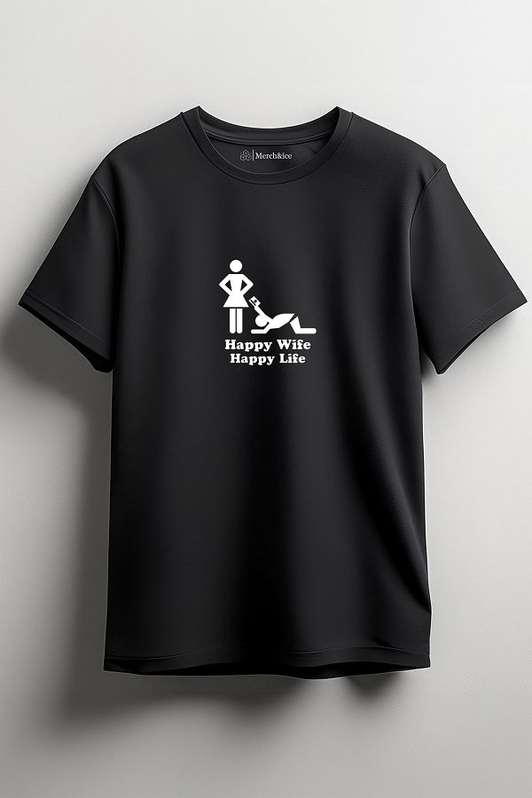 Merch&ice-Happy Wife Happy Life Printed Unisex T-Shirt 1