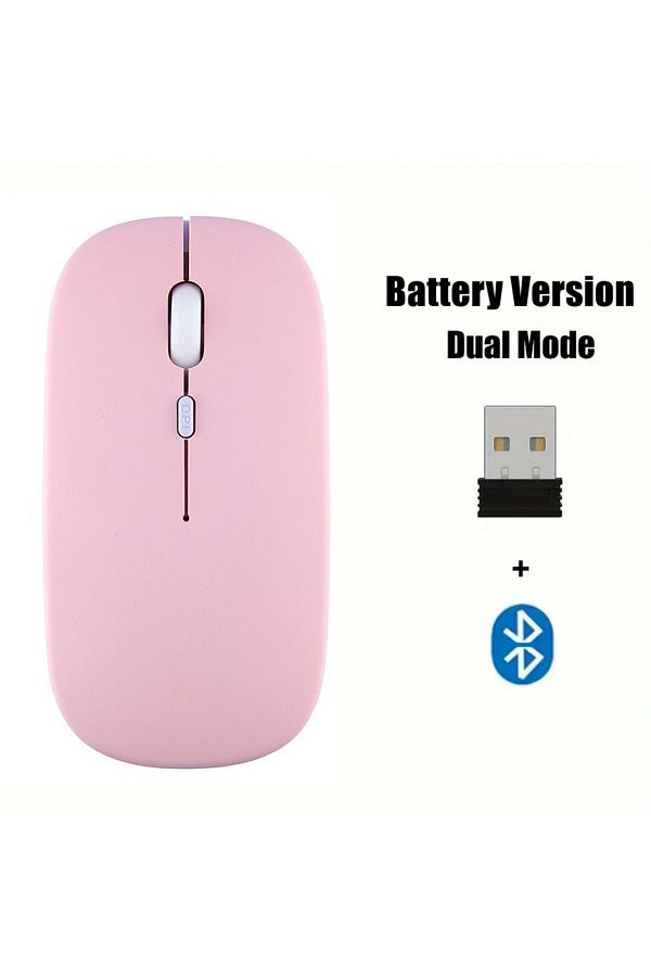 congdi-Pink Portable Wireless Mouse Bluetooth-compatible 2.4GHz Dual Modes Computer Mice with Nano Receiver 1