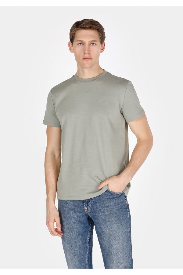 Colin's-Regular Fit Round Neck Plain Men's Green Short Sleeve T-Shirt 1