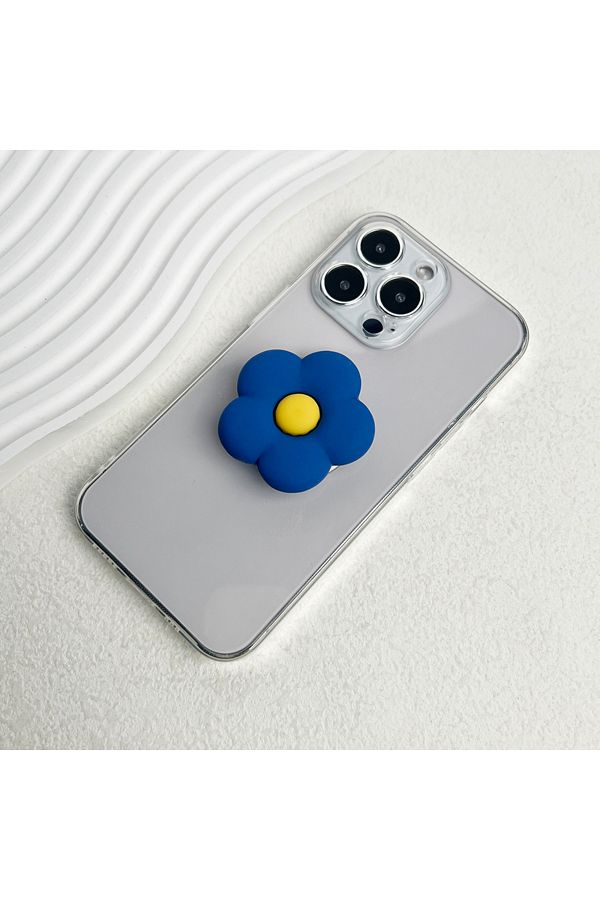 Choice-Blue Socket Talk Macron color resin flower mobile phone stand Lazy foldable desktop stand three-dime 1